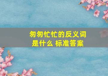 匆匆忙忙的反义词是什么 标准答案